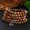 108 Beads Wenge Wood Buddhist Necklace OM Yoga Lotus Meditation Bracelet