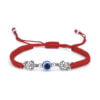 Mystic Blue Evil Eye Bracelet with Hand Charm – Adjustable Red String for Women