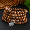 108 Beads Wenge Wood Buddhist Necklace OM Yoga Lotus Meditation Bracelet