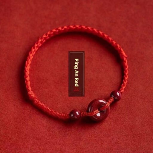 Harmony Knot Red String Bracelet - Handwoven for Men and Women, Natural Cinnabar for Zodiac Year, Promoting Peace and Health