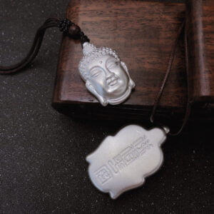 999 Silver Buddha Head Pendant – Unisex Dai Ri Ru Lai Amulet for Protection