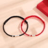 Eternal Love Couple Bracelets | Handwoven Red & Black String Bracelets for Him & Her