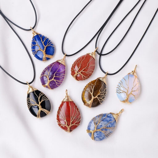 Meditation Energy Natural Crystal Life Tree Necklace