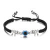 Mystic Blue Evil Eye Bracelet with Hand Charm – Adjustable Red String for Women