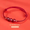 Handwoven Red String Bracelet with Cinnabar Beads for Women - Auspicious Charm for Luck and Love