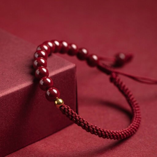 Auspicious Cinnabar Bracelet: Zodiac Year Luck for Couples - Gold Fortune Bead & Red String, Stylish Birthday Gift