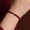 Auspicious Cinnabar Bracelet: Zodiac Year Luck for Couples - Gold Fortune Bead & Red String, Stylish Birthday Gift