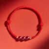 Handwoven Red String Bracelet with Cinnabar Beads for Women - Auspicious Charm for Luck and Love